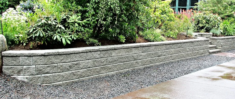 Retaining wall on a property in Longmont, CO.
